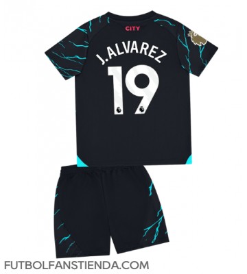 Manchester City Julian Alvarez #19 Tercera Equipación Niños 2023-24 Manga Corta (+ Pantalones cortos)
